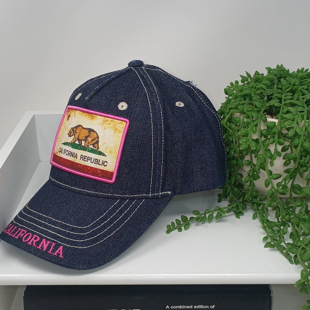 Robin Ruth Denim California Republic Hat - Blue and Pink - Picture 5 of 9
